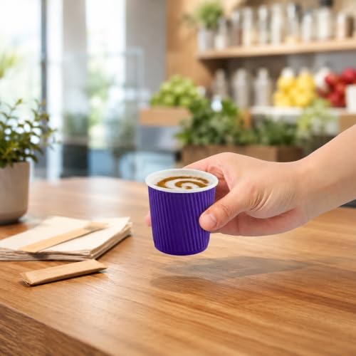 Ripple Wall Coffee Cups 500 Count 4 Ounce Insulated Royal Purple Paper Cups