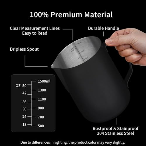 50oz Milk Frothing Pitcher Stainless Steel Espresso Steaming Jug