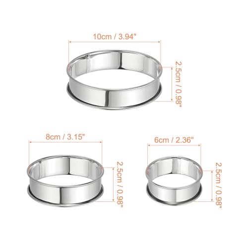 9pcs Crumpet Rings 2.36" 3.15" 3.94" Round Cake Ring Silver (9 Count)