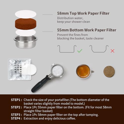 55mm Espresso Paper Filters for 58mm Portafilter Baskets (1000 Count)