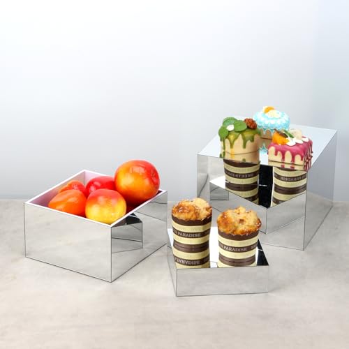 Glossy Silver Acrylic Mirror Display Riser Stand