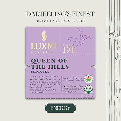 Estates Queen of the Hills Organic Darjeeling Black Tea Loose Leaf 50 Cups (3.5274 Ounce)