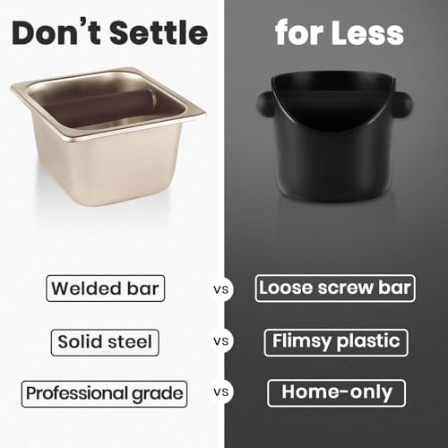 Stainless Steel Espresso Knock Box with Bar