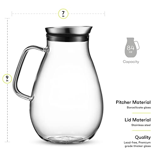 84 OZ Glass Pitcher With Stainless Steel Lid