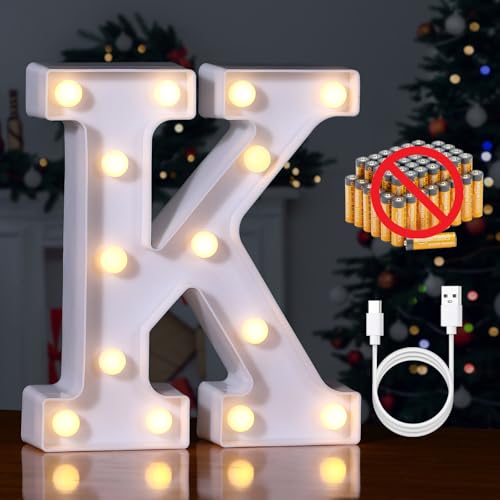 Rechargeable LED Letter Lights Sign Marquee Light Up Letters Sign for Night Light Wedding (27 Count)