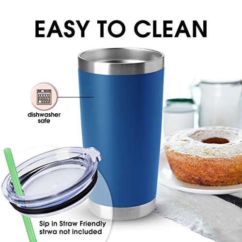 20oz Tumblers Stainless Steel Mugs with Lid Double Wall Vacuum Insulated Coffee Cups for Cold & Hot Drinks (8 Count)