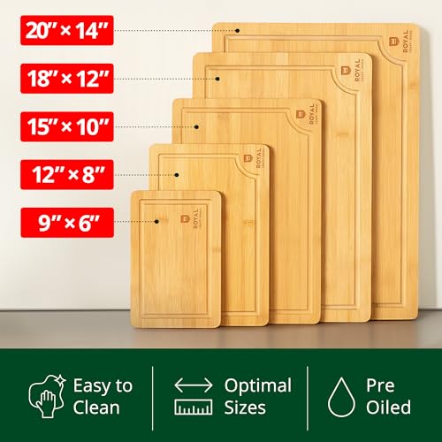 Wooden Cutting Boards for Kitchen Meal Prep & Serving (5 Count)