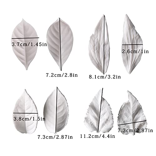 8Pcs Sugar Paste Leaf Veiners Fontant Mold Fondant Silicone Leaf Rose (8 Count)