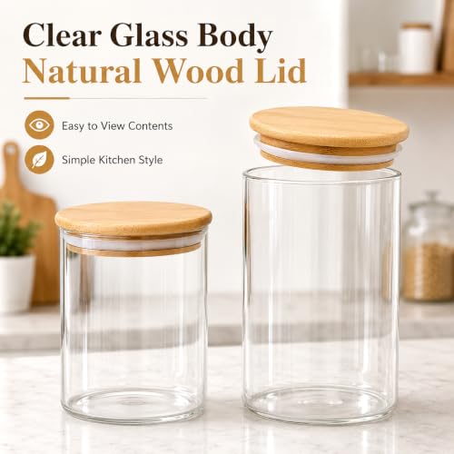 1200 ML 40 FL Oz Glass Storage Container with Wood Lid