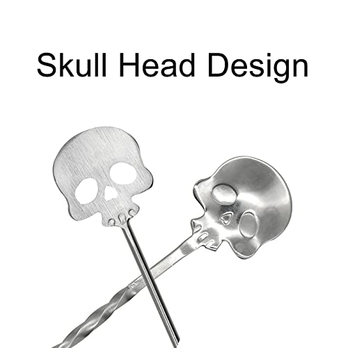 4Pcs Skull Swizzle Stick Bar Spoon Set Reusable Mixing Spoon (4 Count)