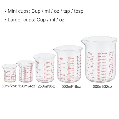 Ackers High Borosilicate Glass Measuring Cup Set with Pour Spout (32 Ounce)