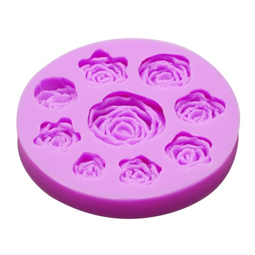 Rose Chocolate Mold Flower Molds Silicone for Cupcake Topper Candy Cookie Clay Crafting Projects Set of 2