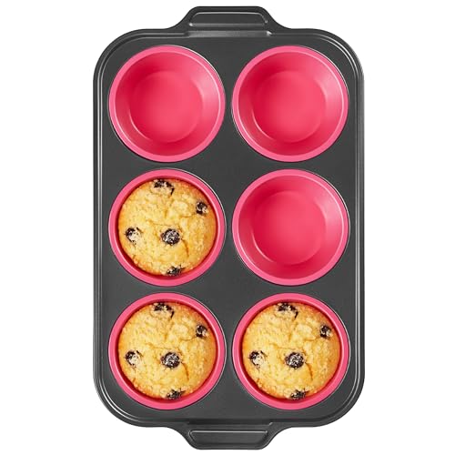 Jumbo Silicone Muffin & Cupcake Pan for Baking with Metal Frame