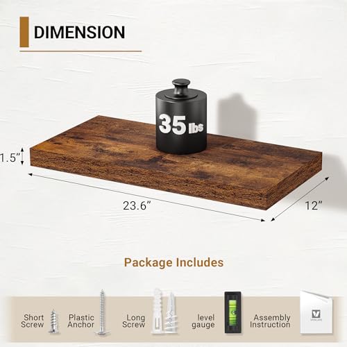 12 Inch Deep Floating Shelves (2 Count)