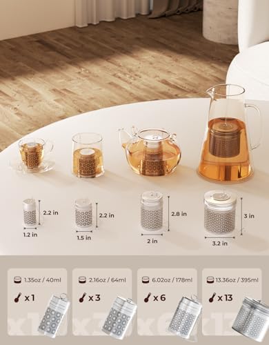 2 Pack Reinmoson Mini Stainless Steel Tea Strainer for Loose Tea 1.2”x2.2” (2 Count)