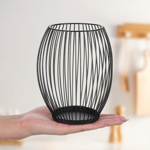 Coffee Pod Holder Wire Basket for Storage Black Metal Fruit Basket for Kitchen Counter Home Office and Hotel 6.10 X 5.31 X 5.31 in Storage Organizer