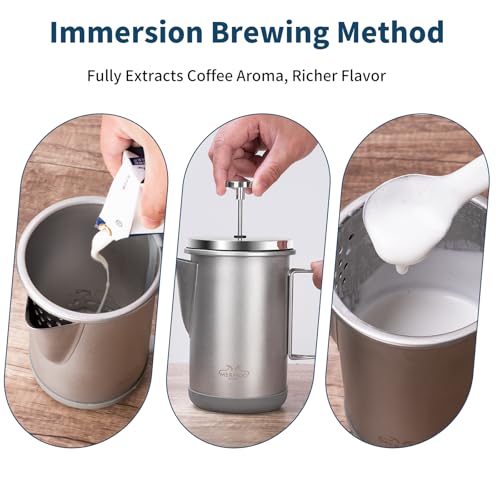 32oz Camping French Press Foldable Handle Stainless Steel