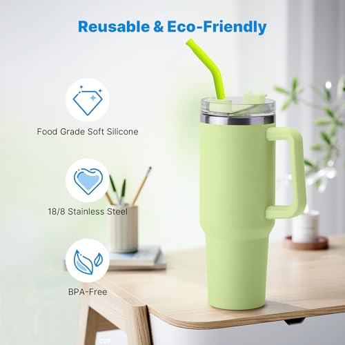 2 Pcs Stainless Steel Straws for 40 oz Stanley Tumbler