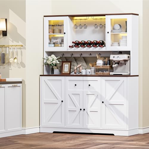 68" Tall Kitchen Pantry Storage Cabinet with Charging Station