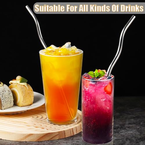 Reusable Stainless Steel Drinking Wavy Colorful Straws