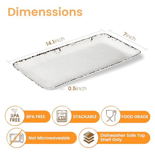 4 Pack 14" x 7" White Serving platter Set (4 Count)