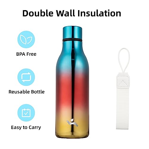 18 oz Insulated Stainless Steel Metal Water Bottle with Strap