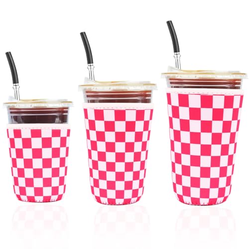 Reusable Insulated Neoprene Iced Coffee Cup Sleeve (3 Count)