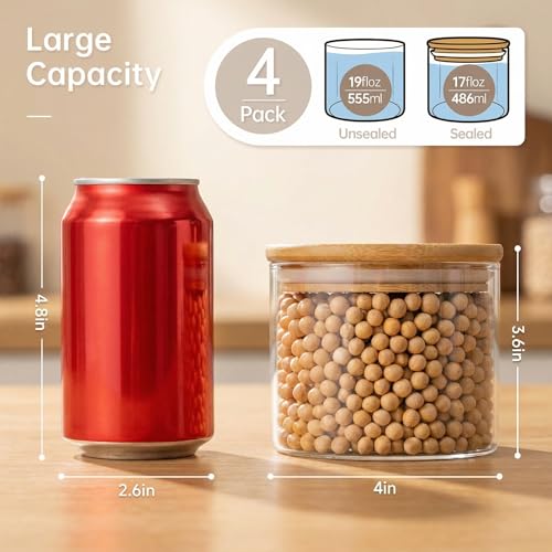 17 oz Glass Jars with Bamboo Lids (4 Count)