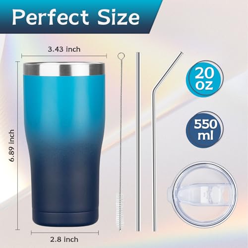 20oz Insulated Tumbler with Lid Straw Travel Coffee Mug Cup