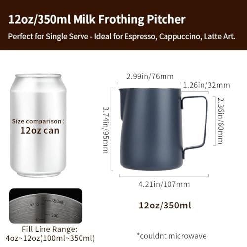 12oz Milk Frothing Pitcher Stainless Steel Espresso Steaming Jug