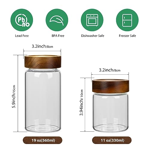 2PCS Small Glass Storage Jars with Airtight Lids