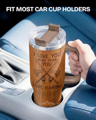 Fishing Love You More 40 oz Tumbler with Handle