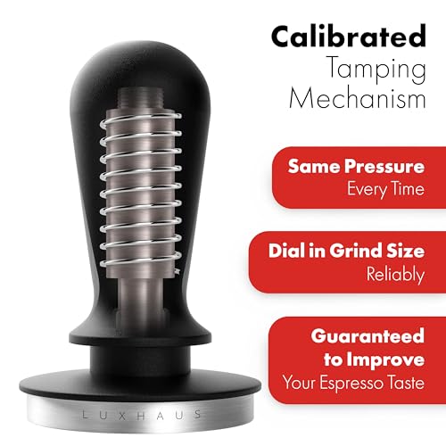 53mm Calibrated Level Tamper for Espresso Machine with Spring Loaded 100% Flat Stainless Steel Base
