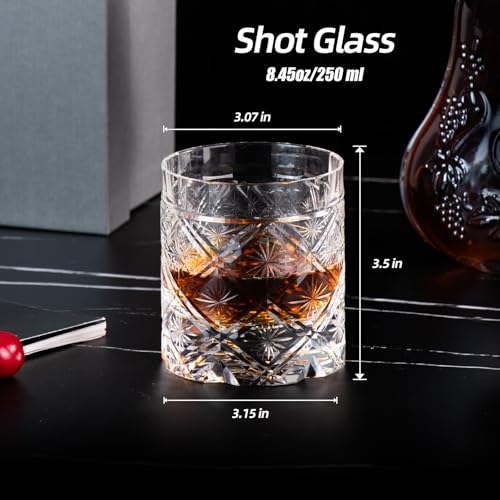 Crystal Whiskey Glasses Set of 2 Old Fashioned Glasses Hand Blown (2 Count)