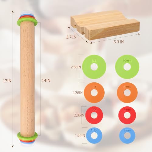 Adjustable Rolling Pin with Thickness Rings