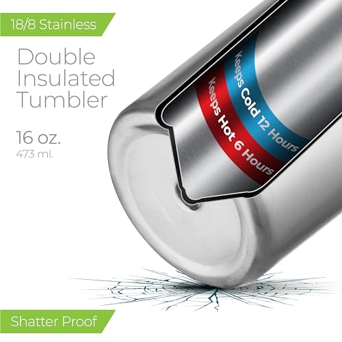 16 oz Insulated Coffee Tumbler with Leakproof Lid