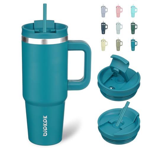 30 oz Insulated Tumbler with Handle & Straw