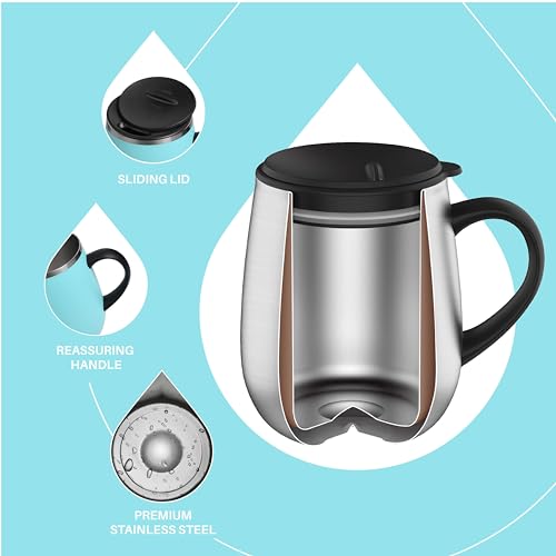 16 oz Insulated Coffee Mug with Lid and Handle