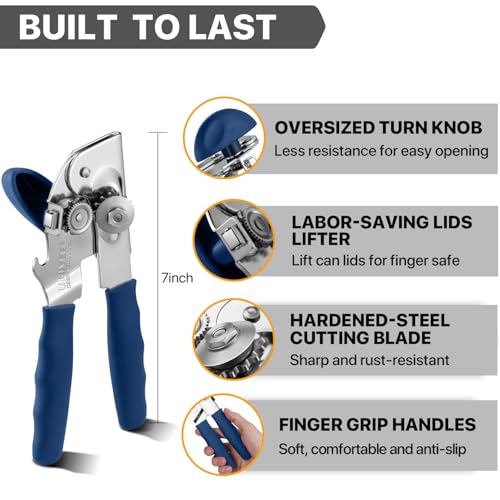Heavy Duty Hand Can Opener with Comfortable Grip for Seniors