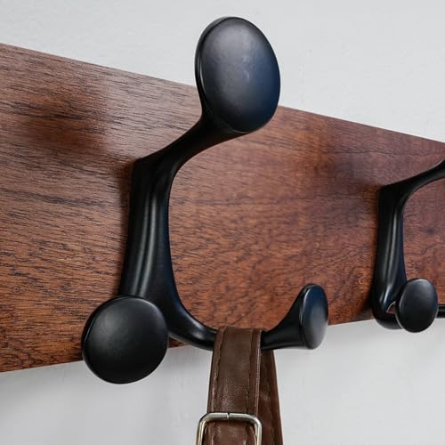24 Inch Wood Coat Rack Wall Mount with 5 Triple Hooks