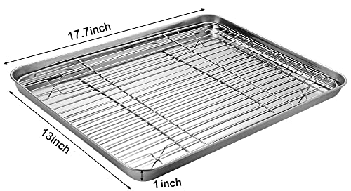 MCIRCO 6 Piece Stainless Steel Baking Sheet with Rack with Silicone Baking Mat Set (6 Count)