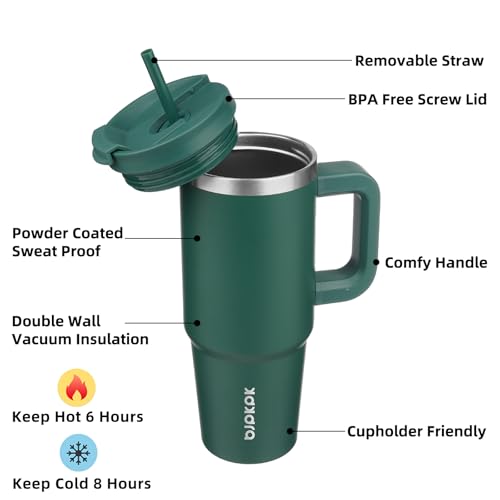 30 oz Insulated Tumbler with Handle & Straw