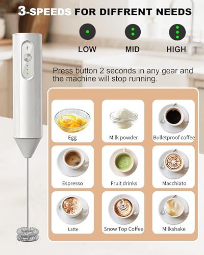 3 Speed Rechargeable Milk Frother Handheld