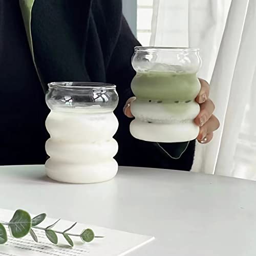 4 Pcs Drinking Glasses with Glass Straw 14oz Glassware Set (4 Count)