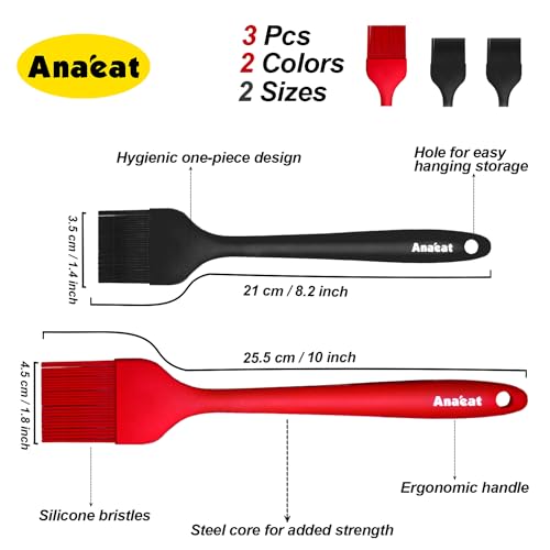 High Heat Resistant Silicone Basting Pastry Brush Set of 3