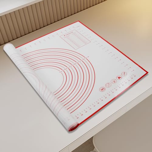 Dough Mat Pastry Silicone Baking Mats 32x24" Red for Rolling Dough Kneading Sheet Sourdough Bread Baking Supplies
