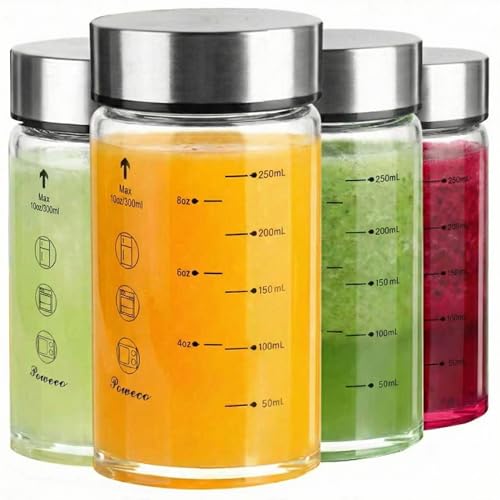Glass Juice Bottles 4 Pack 10 oz (4 Count)