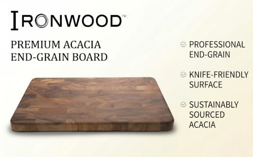 Large End Grain Prep Station Acacia Wood Cutting Board