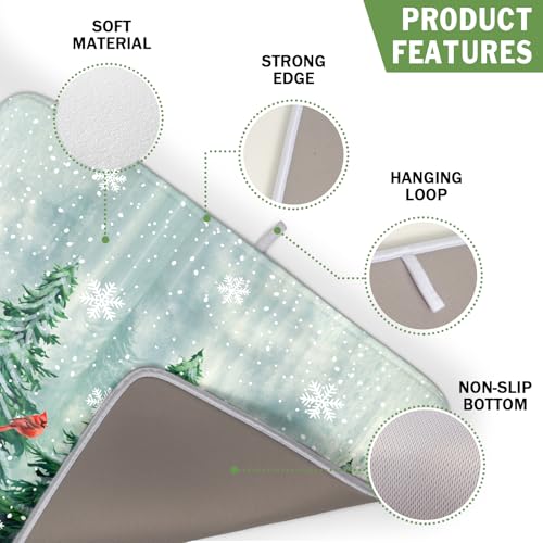 Welcome Winter Pines Tree Dish Drying Mat