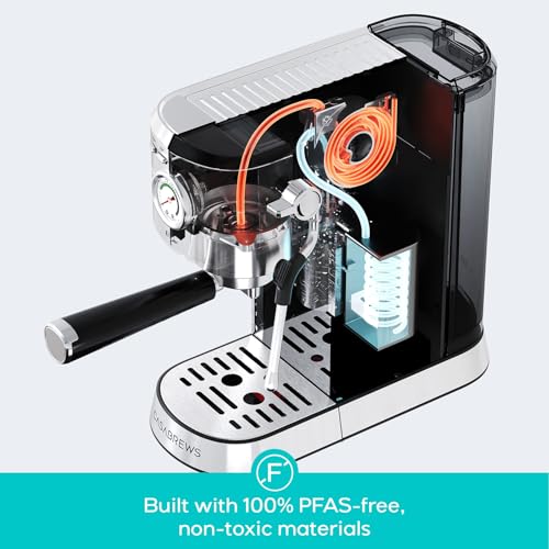 PFAS Free Espresso Machine with Milk Frother Steam Wand